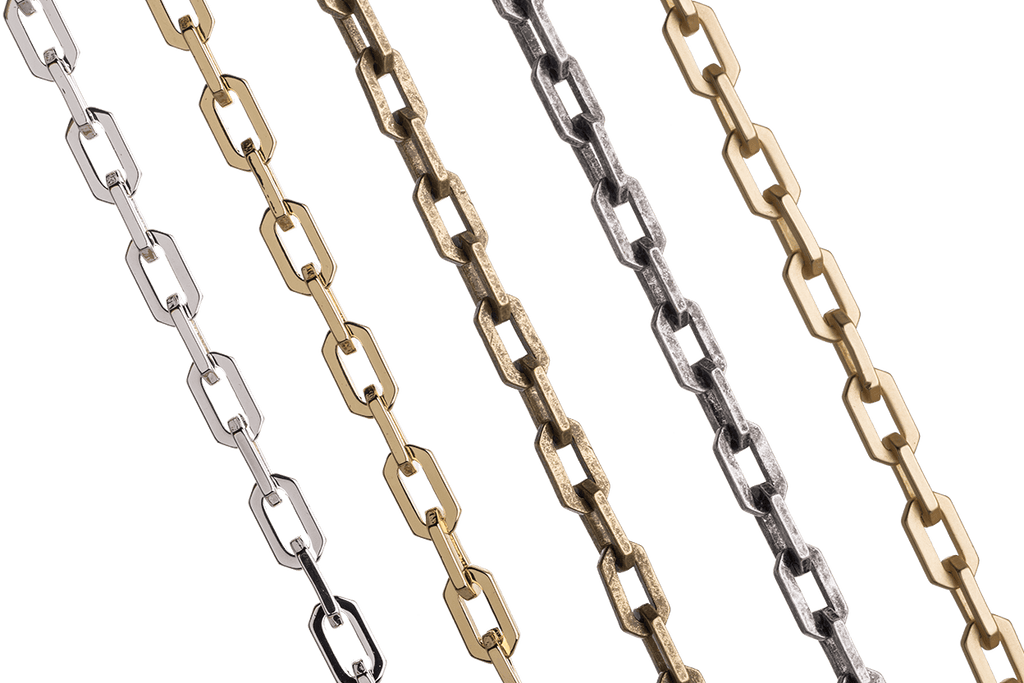 A diverse collection of Jewelry Chains in various materials and finishes, perfect for versatile jewelry making.