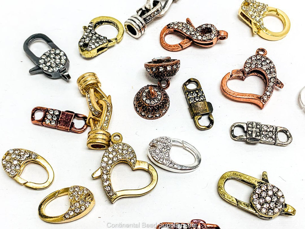 Luxurious pave clasps for jewelry making, featuring sparkling stone-encrusted designs