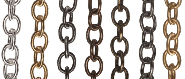 Classic cable chains for jewelry making in various materials and finishes