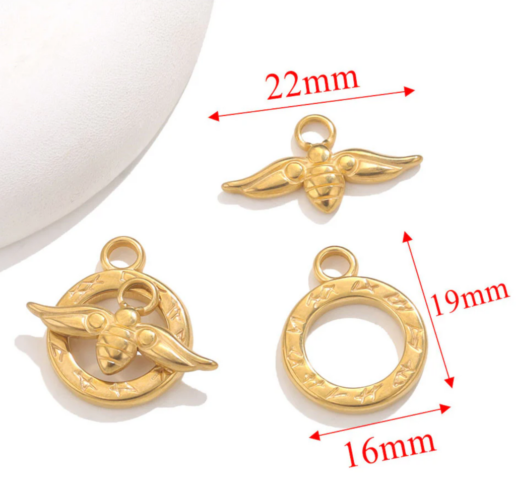 Gold Toggle Clasps, offering a touch of elegance and secure fastening for jewelry designs.