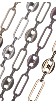 A selection of Mariner Chains in various finishes, perfect for creating nautical and timeless jewelry.