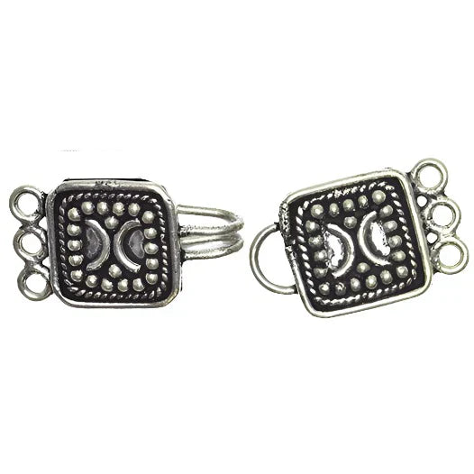 Bali style clasps for jewelry making, featuring intricate designs.