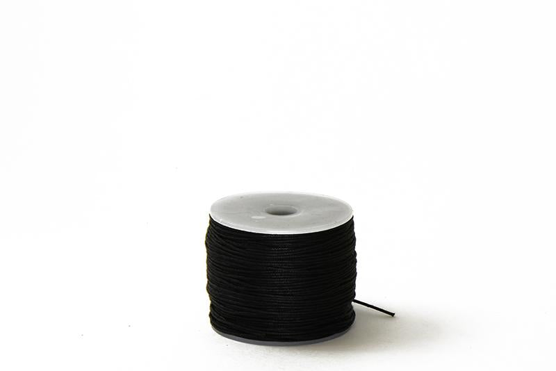 1mm Black Waxed Cotton Cord WCC8030/BLK/1
